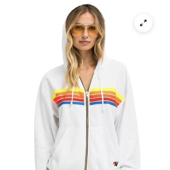 Aviator Nation Neon 5 Stripe Relaxed Zipper Hoodie - Picture 12 of 14